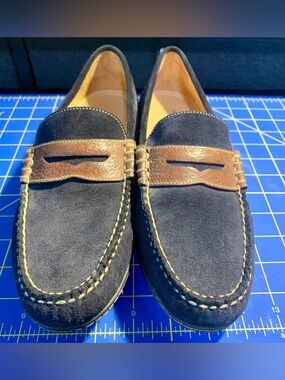 Martin Dingman Navy Suede Men’s Penny Loafer Driving Moccasin